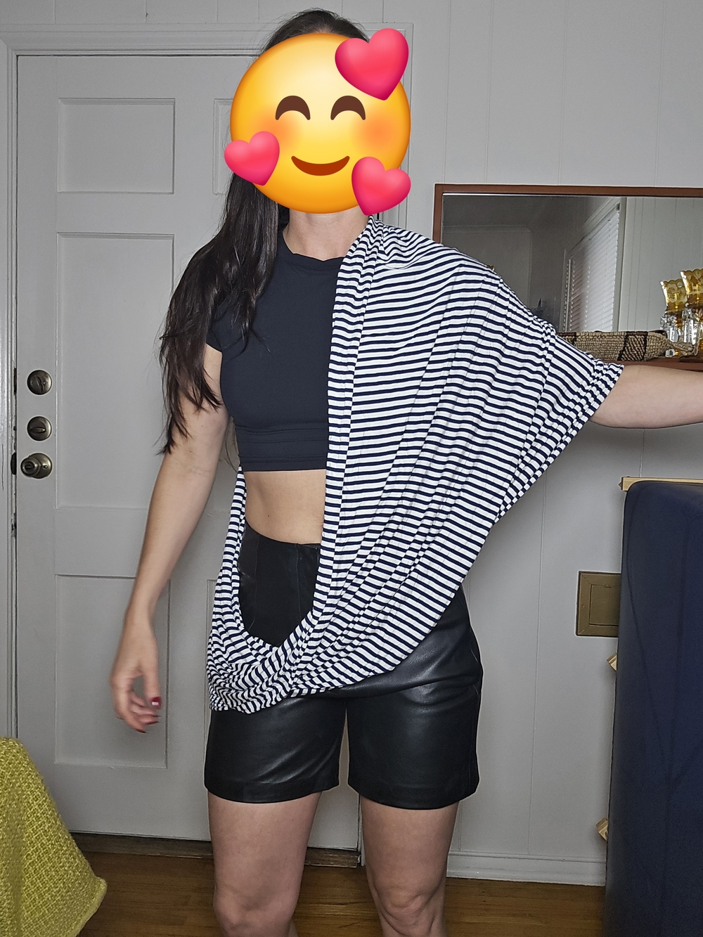 Calvin Klein Navy and White Striped Wrap Scarf
